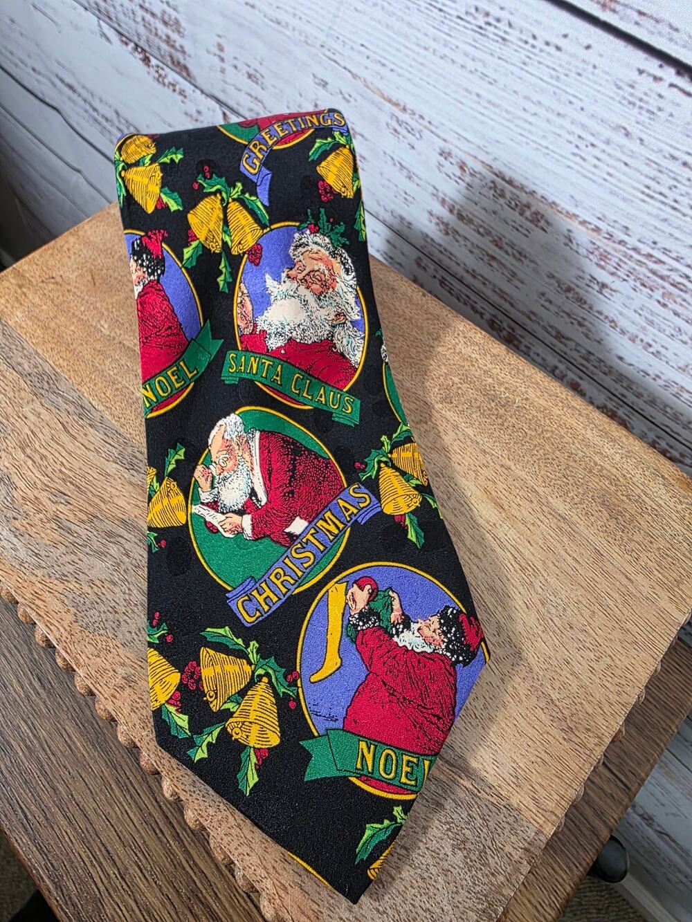 VTG 90s Silk Santa Christmas Tie- Addiction 100% Silk Holiday Novelty
